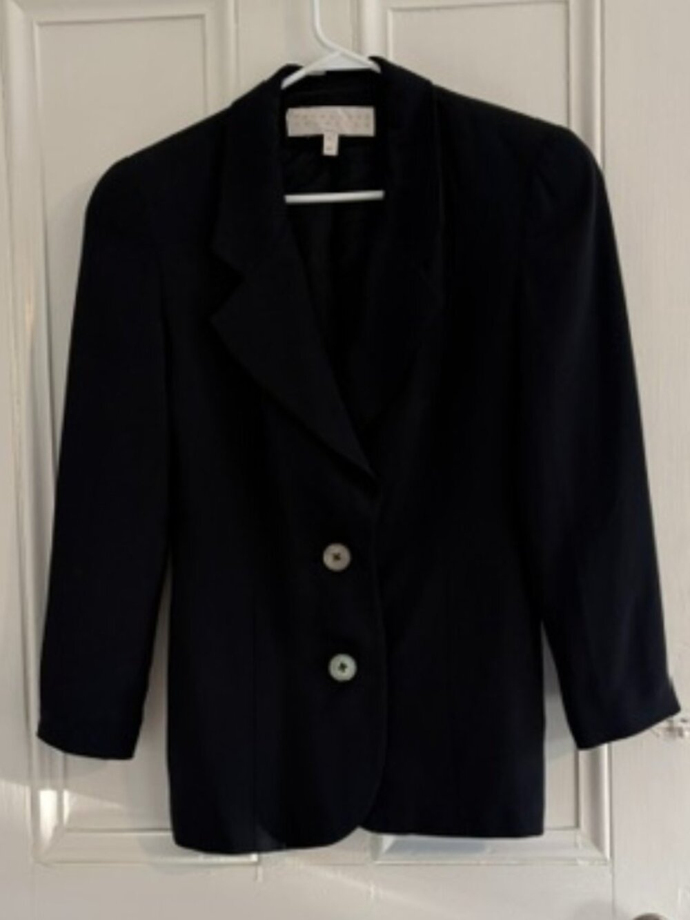 Charlotte Neuville Vintage 90's Designer Black Silk fitted blazer size 10